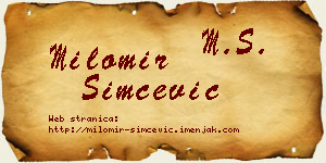 Milomir Simčević vizit kartica